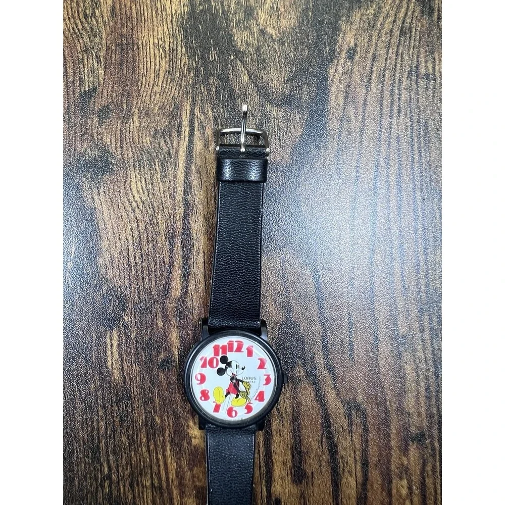 Vintage Lorus Quartz Mickey Mouse black wrist watch - Untested